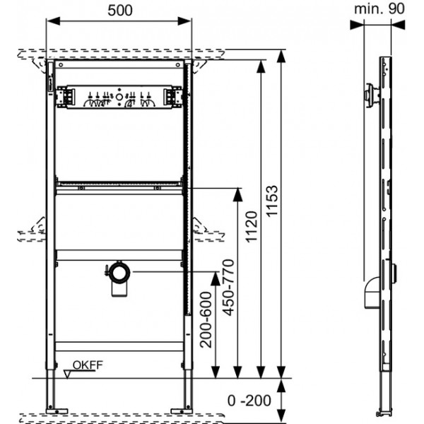 TECE Modul urinal TECEprofil fara supapa de spalare, H 1120 mm (9320010)