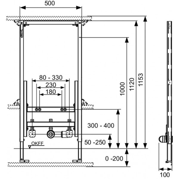 TECE Modul bideu TECEprofil, H 1120 mm (9330000)