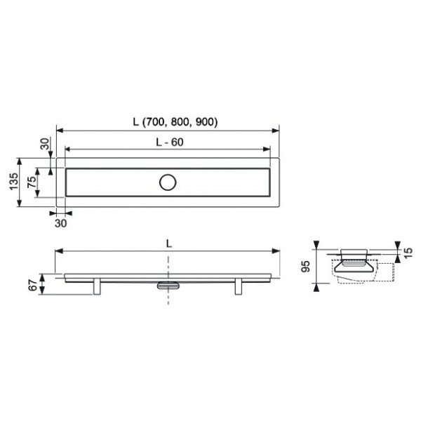 TECE Pachet Rigola Dus Linus Base, 700 mm (15100070)