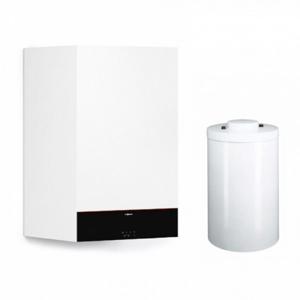 Viessmann Vitodens 100-W, 25 kW, cu boiler monovalent pentru apa calda menajera de 120 litri (Z022915)